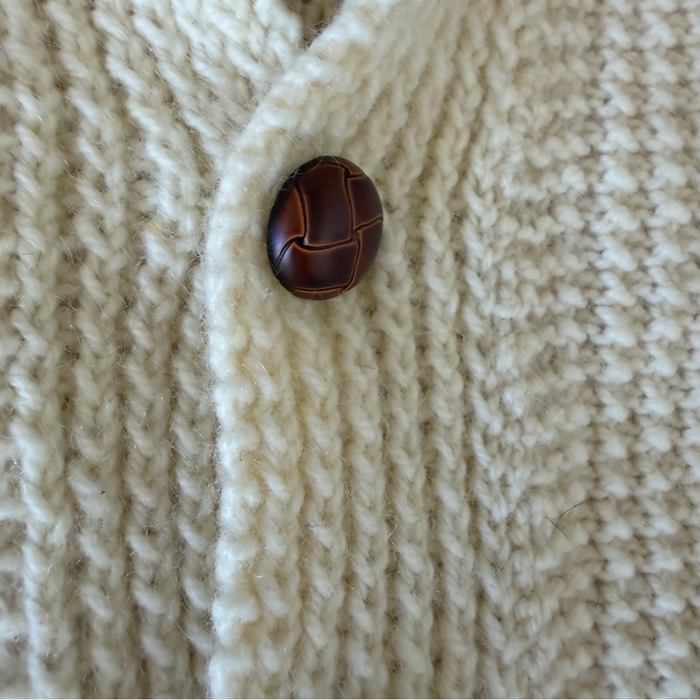 Vintage Cable Knit Cardigan Sweater with Wooden Buttons - Picture 6 of 6